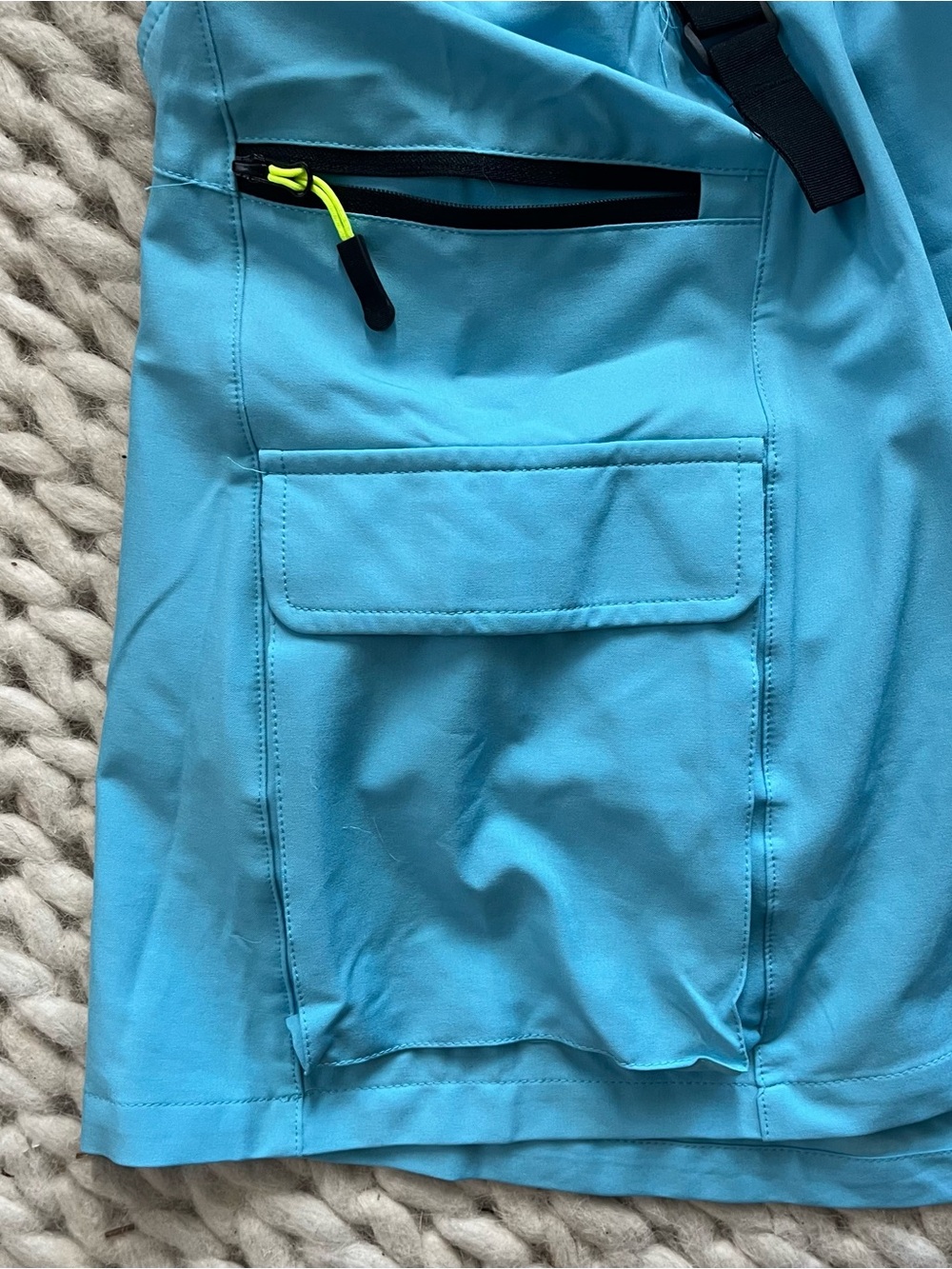 Turquoise Active Utility Mini Skirt with Drawstring Waist - Picture 2 of 4